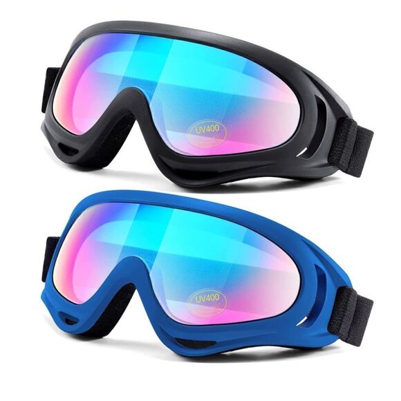 Black and Blue Ski Goggles Unisex 2 pairs - Picture 1 of 4